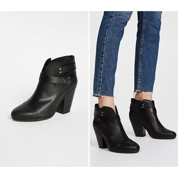 RAG & BONE Harrow Black Leather Heeled Bootie Boots // 6 - Picture 13 of 13